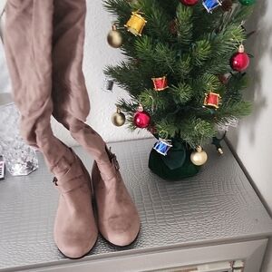 Taupe Over the Knee Boots